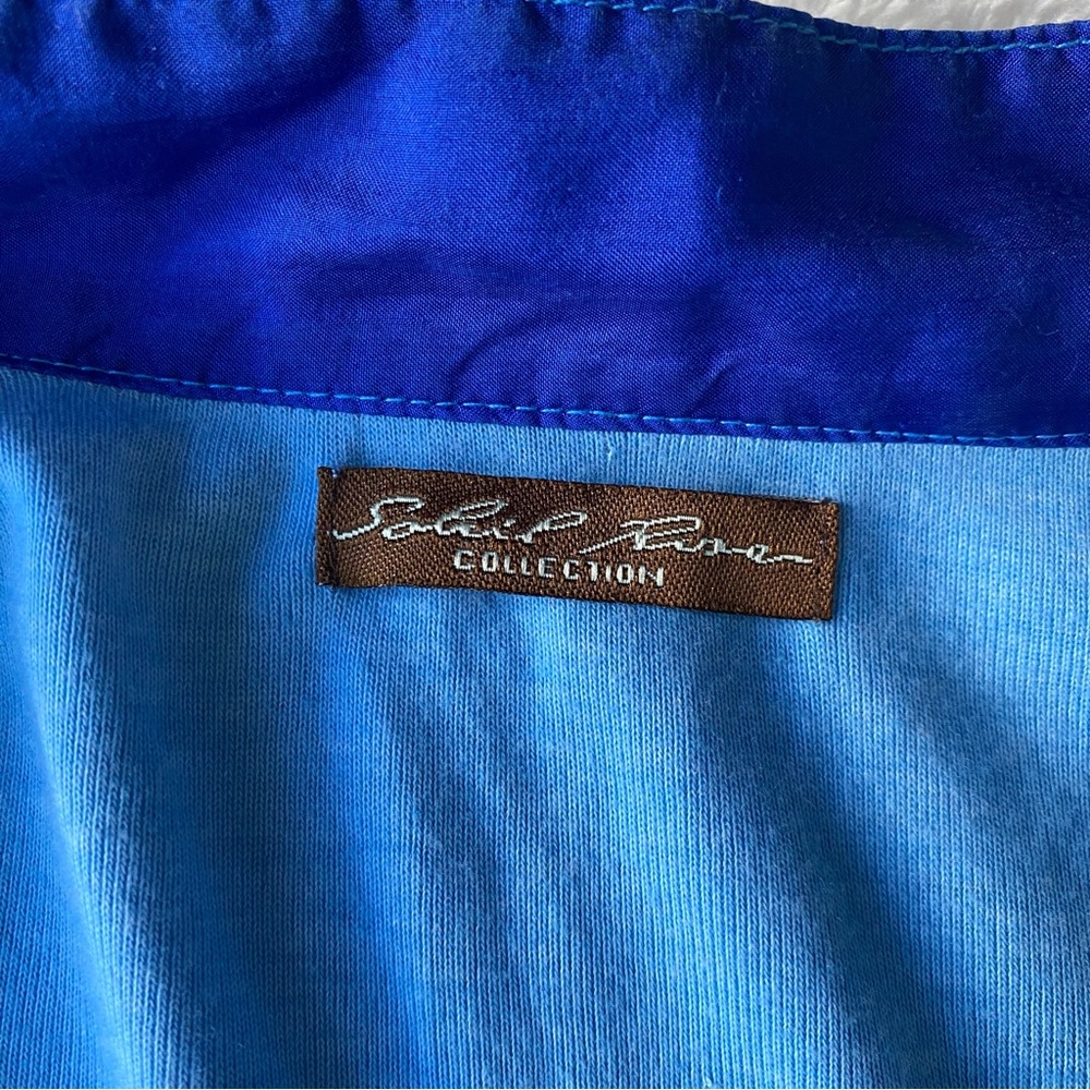 Retro Y2K Blue Color Block Ribbed Full Zip Jacket with‎ Pockets Small - Picture 9 of 9